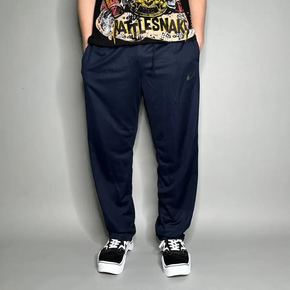 Vintage Y2K Nike Sweatpants Mens L Relaxed Fit Navy Blue Polyester Subtle Swoosh
